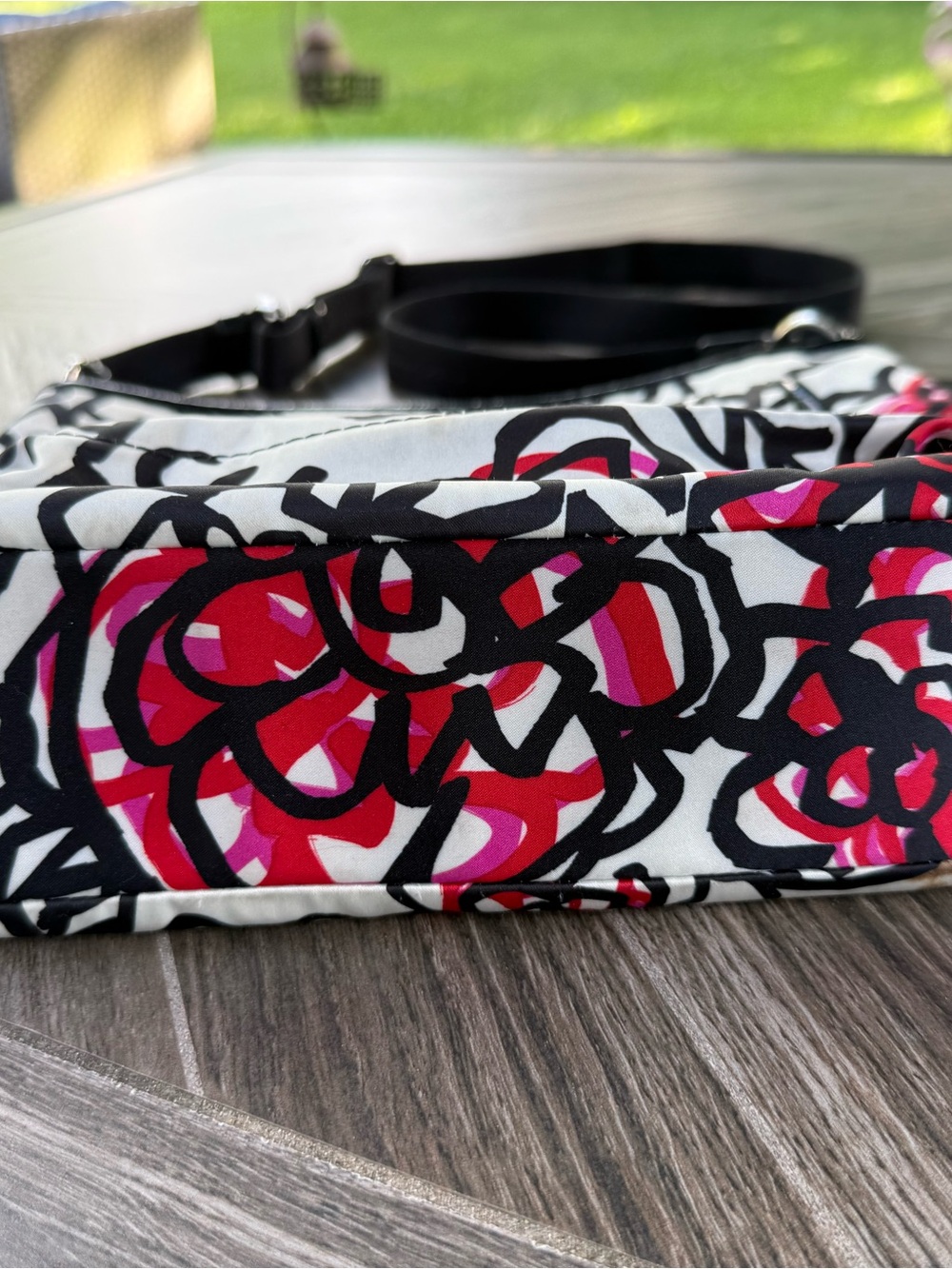 Coach Poppy White Floral Graffiti Crossbody with Black & Pink Accents - Picture 4 of 9
